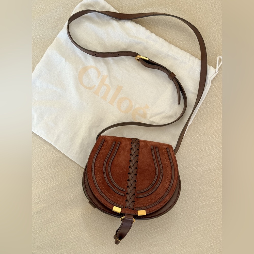 NWT Chloé Marcie Brown Leather and Suede Crossbody Bag